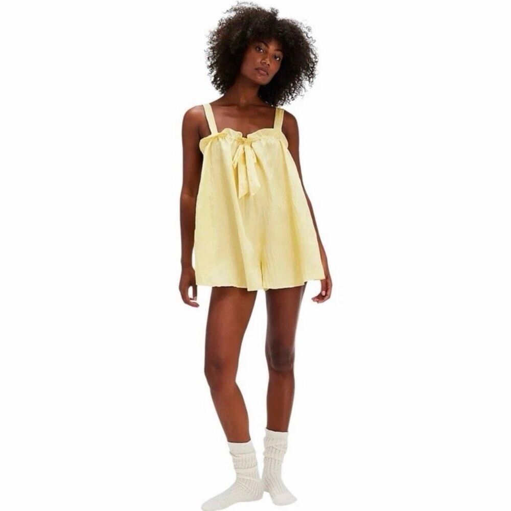 NEW Intimately Free People Forever Young Satiny Romper in Yellow Small